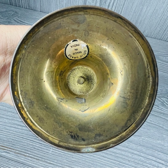 Vintage Set two brass gold tone candle sticks swirl twirl design mcm  decoration - Picture 7 of 7